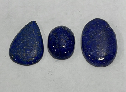 (3) Lapis Lazuli Cabochon Gemstones… 35.6ct Oval Cut, 23.70ct Oval Cut, 19.45ct Teardrop Cut