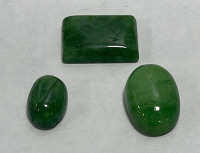 (3) Brazilian Emerald Cabochone Gemstones… 16.4ct Oval Cut, 14.5 Oval Cut, 10.45ct Rectangular Cut