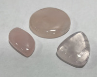 (3) Rose Quartz Cabochone Gemstones… 88.70ct Round Cut, 55.65ct Free Cut, 29.85ct Free Cut