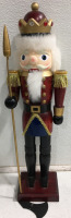 (1) 19” Nutcracker Soldier (1 Arm Broken) (1) Light Up Poinsettia Plant (Turns On) (1) Stuffed Skiing Santa - 3