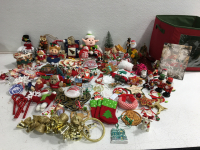 Assorted Christmas Ornaments & Christmas Tote