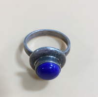 Beautiful Size 7 Silver Ring With Blue Round Stone