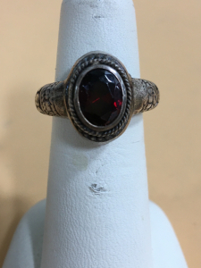 Vintage Faux Garnet Silver .925 Ring Size 5