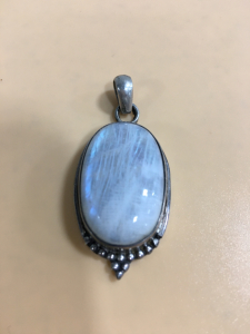 Vintage Silver Pendant With Oval Stone