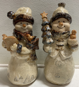Pair of Ceramic Decorative Snowmen