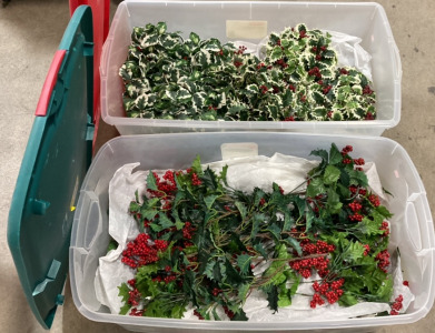 (2) Storage Bins w/ Winter Artificial Florals