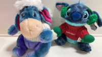 Plush Toys: (3) Christmas Eeyores’, (1) Christmas Stitch, (1) Musical Bear, (1) Monkey, (1) Pink Bear, (1) Rabbit - 2