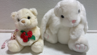 Plush Toys: (3) Christmas Eeyores’, (1) Christmas Stitch, (1) Musical Bear, (1) Monkey, (1) Pink Bear, (1) Rabbit - 3