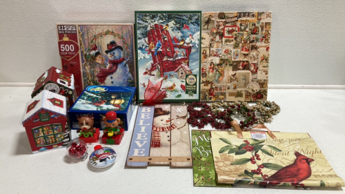 (4) Holiday Puzzles, (8) Mini Wreaths, (2) Gift Bags, (2) Nesting Gift Boxes and more