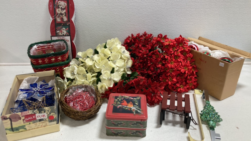 Artificial Florals, Wreath Hangers, Ball Ornaments, Tins, Baskets and more