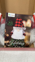 (3) 3 pack Holiday Dinning Room Chair Covers; (3) 2 pack Holiday Gnome Decorations; (2) Set of 4 18”x18” Christmas Pillow Covers; (4) Glue Dots; “Let It Snow” Sign; (8) Stockings Hangers; (3) Christmas Cards; (4) Santa Building Block Sets; Christmas Tutu; - 6