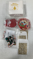 Assorted Ornaments; Gnome Tree Skirt; Christmas Tree Storage Bag; Holiday Nail Stickers; Grinch Ornament Kits; Christmas Gift Bags; Mochi Squishies Advent Calendar; Stockings Holders; Glittery Gold Poinsettias; Throw Pillow Covers and More!! - 8