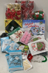 Advent Calendars; Holiday Wreath Candle Holders; Cotton Rope Reindeer Basket; Grinch Tree Skirts; Glittery Poinsettias; Acrylic Discs w/ Ribbon; Biscuit Mold; Holiday Nail Art; Stockings Hangers; Grinch Ornament Kits; 54&rdquo;x108&rdquo; Table Cloths; Black Beanies 
