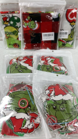 Advent Calendars; Holiday Wreath Candle Holders; Cotton Rope Reindeer Basket; Grinch Tree Skirts; Glittery Poinsettias; Acrylic Discs w/ Ribbon; Biscuit Mold; Holiday Nail Art; Stockings Hangers; Grinch Ornament Kits; 54”x108” Table Cloths; Black Beanies - 9