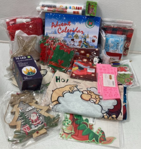 Advent Calendar; 70 LED Amber String Lights; Mickey and Minnie Christmas Placemats; Santa Costume; Star Tree Topper; Grinch Throw Pillow Covers; Comical Santa Throw Pillow Covers; 54&rdquo;x108&rdquo; Table Cloths; Holiday Photo Drop and more!!