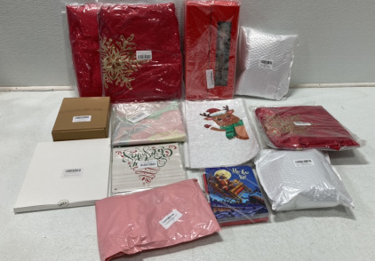 (1) Set Of Noble Works Christmas Cards, (2) 10 Sheet Christmas Decal 300 Total pcs, (1) 2 Nutcracker Set Christmas Decorations, (1) Set Of Christmas Glasses And More