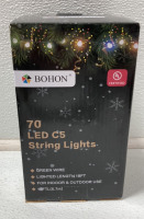 (2) Box Of Bohon 70 LED C5 String Lights, (1) Bag Of 12 Christmas Bags And Party Favors, (1) Star Tree Topper And More - 4