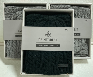 (3) Men&rsquo;s Scarf and Hat Set: (2) Gray, (1) Black