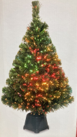 32” Fiber Optic Tree, Outdoor Hologram Spotlight, (2) Sets of Silver Tinsel Garland, Assorted Ball Ornaments - 4