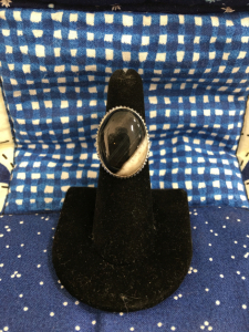 Size 6 Ring Black And White Jasper Oval Gemstone