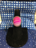 Size 6 Pink Stripe Agate Ring