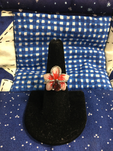 Size 7 Ruby Floral Sterling Ring