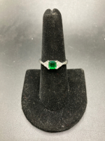 Size 8 Square Cut Sparkling Emerald Ring