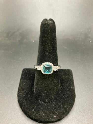 Size 9 Square Cut Aquamarine Ring