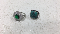 Size 7 1/2 Green stone and Size 8 Green Topaz