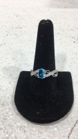 Size 10 Blue Topaz Ring And Size 5 Green Topaz Heart Cut - 2