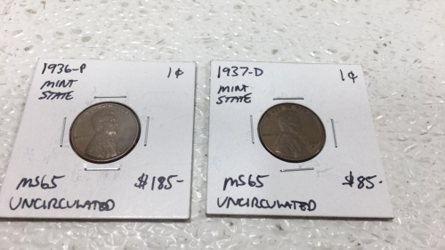 1936 and 1937 Mint State Wheat Pennies