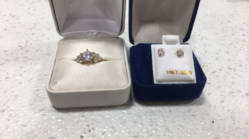 Size 6 Diamond Ring And Earrings