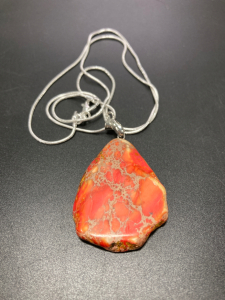 65.50ct Ocean Sea Sediment Jasper Freeform slice Necklace
