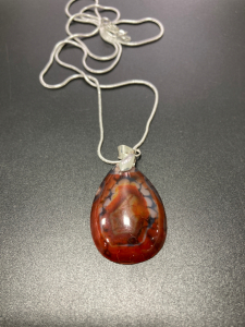 37.10ct Red and Black Dragon Vein Agate Necklace