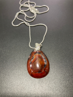 37.10ct Red and Black Dragon Vein Agate Necklace