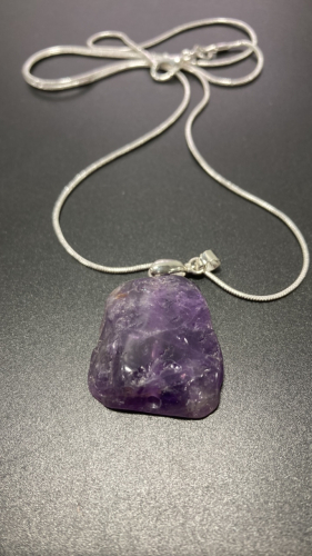 45.95ct Natural Purple Amethyst Freeform Slice Necklace