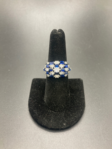 Size 8 Blue and White Sapphire Ring