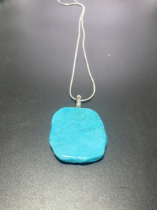 Blue Turquoise Freeform Slice Necklace
