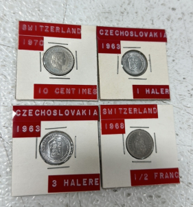 (6) Vintage Czechoslovakia Coins, (6) Vintage Switzerland Coins
