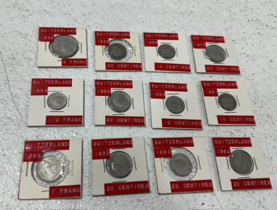 (12) Vintage Switzerland Coins