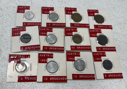 (11) Vintage Austria Coins, (1) Vintage Australian Coins
