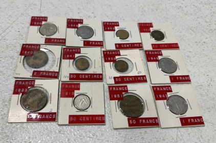 (12) Vintage France Coins