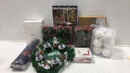 (7) Boxes of Christmas Ornaments Light Christmas Tree And wreath