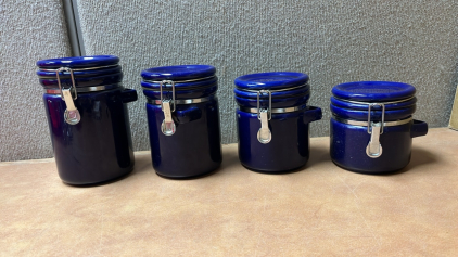 (4) ROYAL BLUE CANISTERS