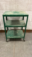 (2) 3 SHELVED ROLLING CARTS AND ROLLING SIDE TABLE - 3