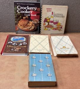 (7) COOKBOOKS INCLUDING COWBODY COOKBOOK, (2) SUMMER AND AUTUMN, THE JOY OF COOKING, CALIFORNIA WONEMAKERS RECIPES, CROCKERY COOKER