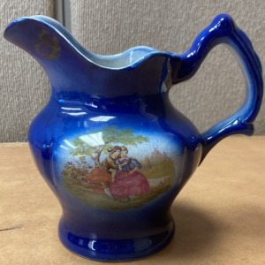 (1) STAFFORDSHIRE ENGLISH DEEP BLUE WATER JUG