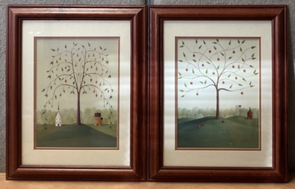 (2) FRAMED 15&rdquo;X19&rdquo; J.D. LOGAN APPLE TREE PAINTINGS