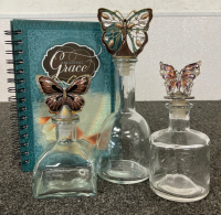 (3) Butterfly Themed Jars & Notebook