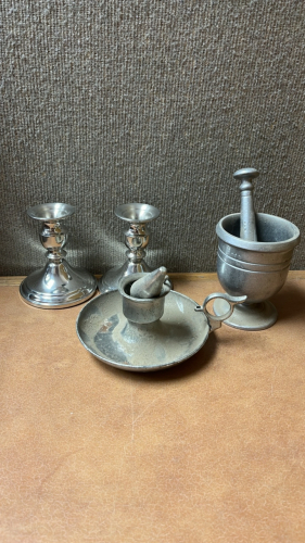 SLIVER CANDLE HOLDERS, FELT SILVERWARE BOX, BURNER COVERS AND MORE